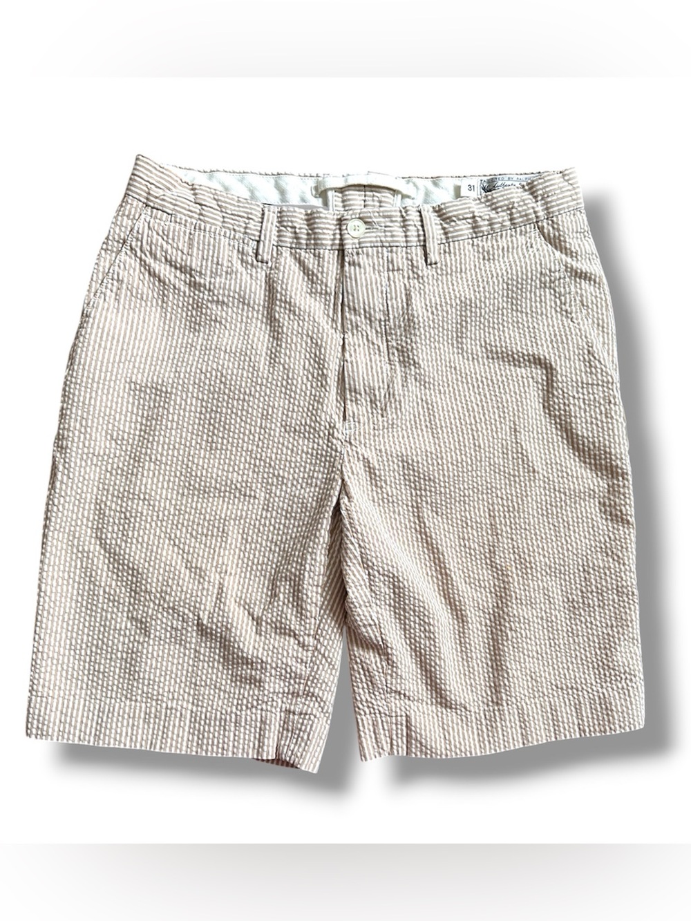 Vtg Polo Ralph Lauren Tan Seersucker Shorts Men’s Size 31 Preppy Summer Tailored